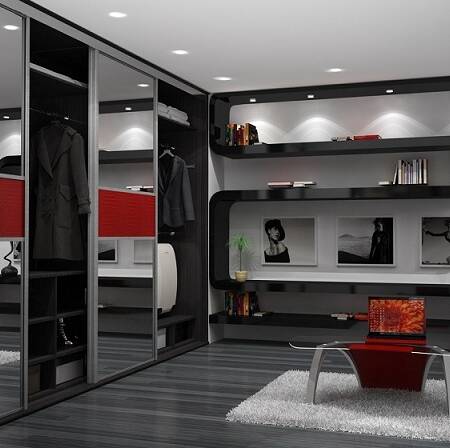 Встроенный шкаф в гостиную в современном стиле фото